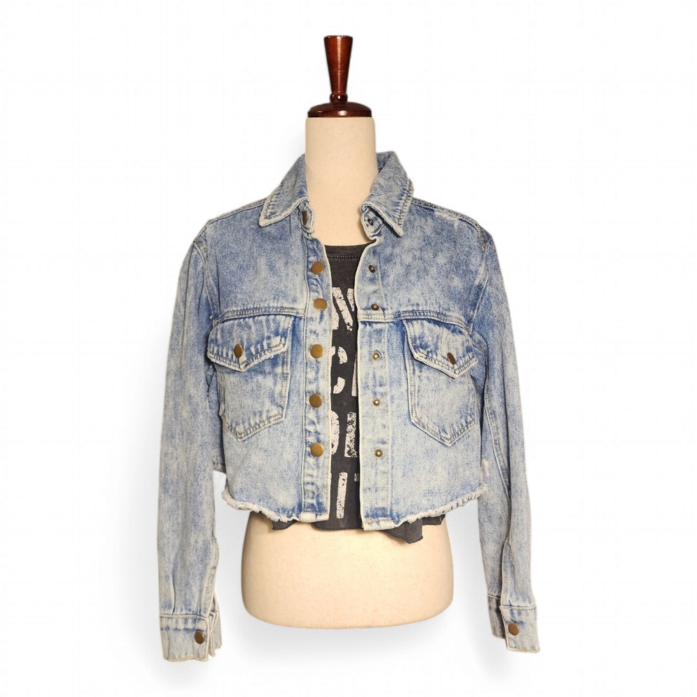 Mono B Denim Jacket, Button Up, Two Pocket, Size Medium